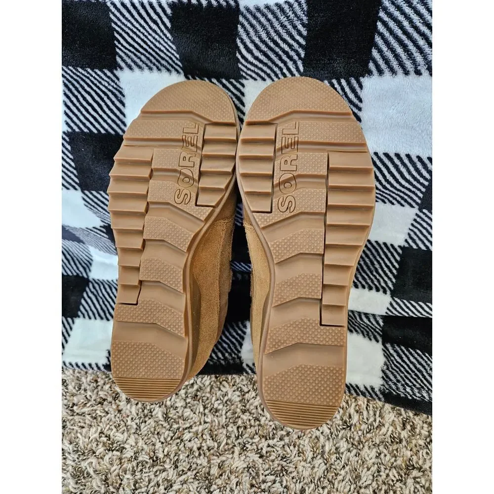 Sorel Evie Ankle Bootie Womens 6.5 Camel Suede Lace Up Wedge Boots